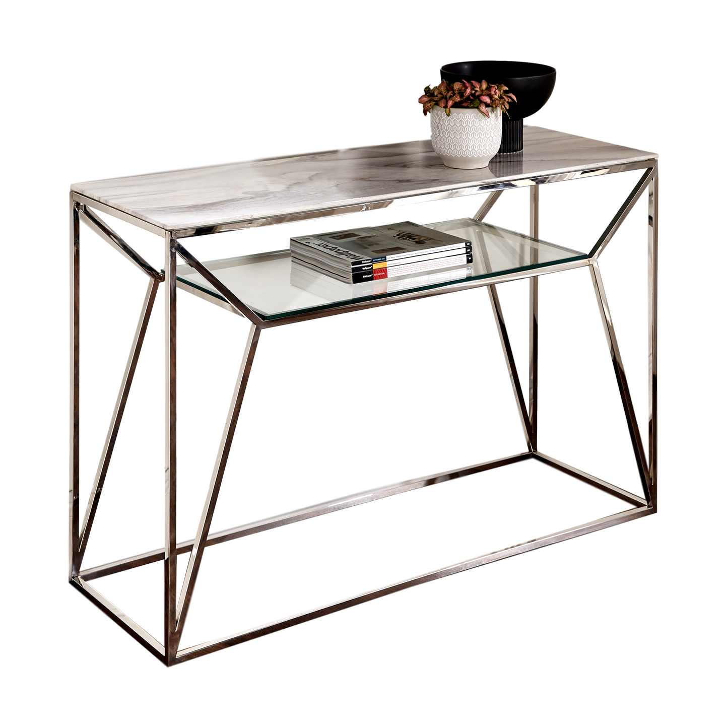 Marble Glass Console Table