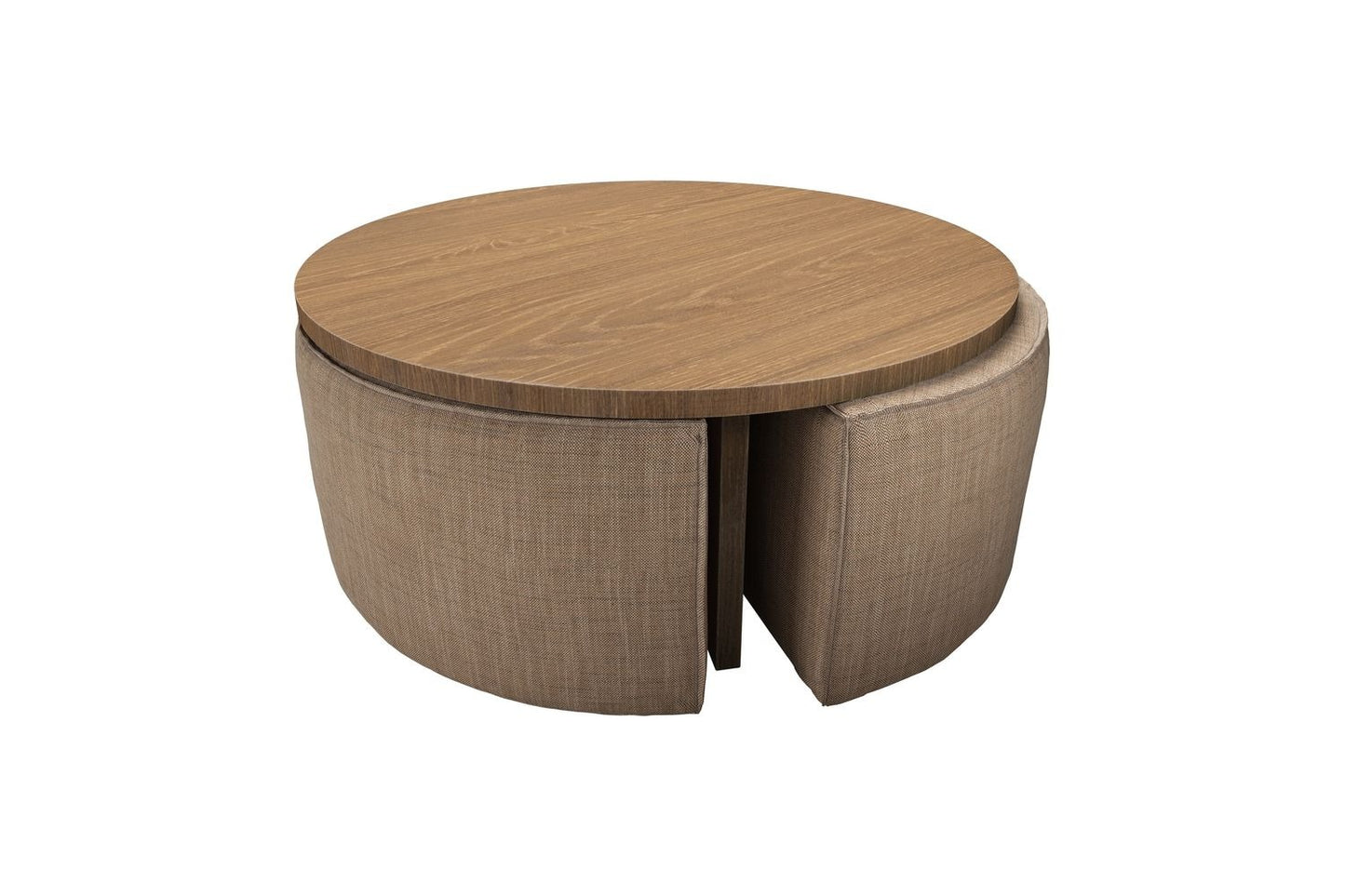 Woody Coffee Table and Nesting Stool Set in Pumice House Basket Weave