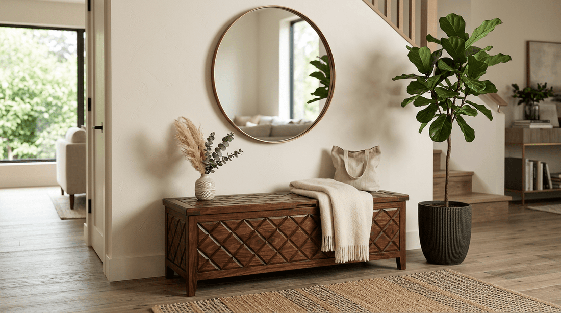 Elevate Your Home with a Chestnut Diamond Bench: Style and Storage Combined - Sleek Furniture