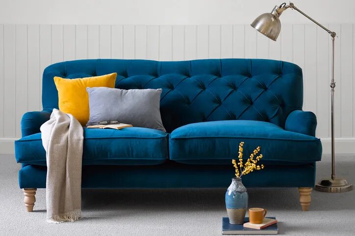 Snowdrop Button Back Sofa UK three-seater with deep button-tufted backrest and customizable upholstery options