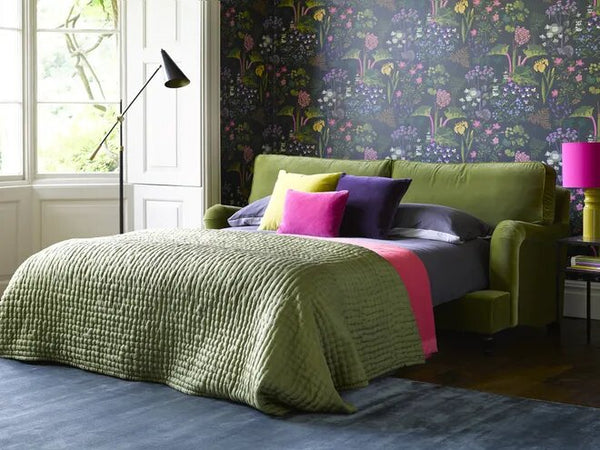 Bluebell Premium Comfort Sofa Bed with deep seating and rolled arms in fixed fabric upholstery