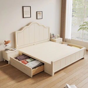 Agnes King & Super King Size Bed with Drawer Storage – Cream, Contemporary Modern Design, Wooden Frame, Easy Assembly - My Store