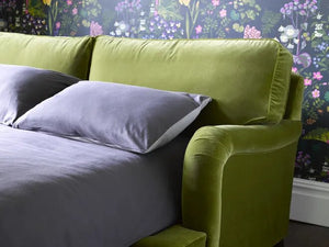 Bluebell Premium Comfort Sofa Bed with deep seating, scrolled arms, turned oak legs, and removable cushion covers