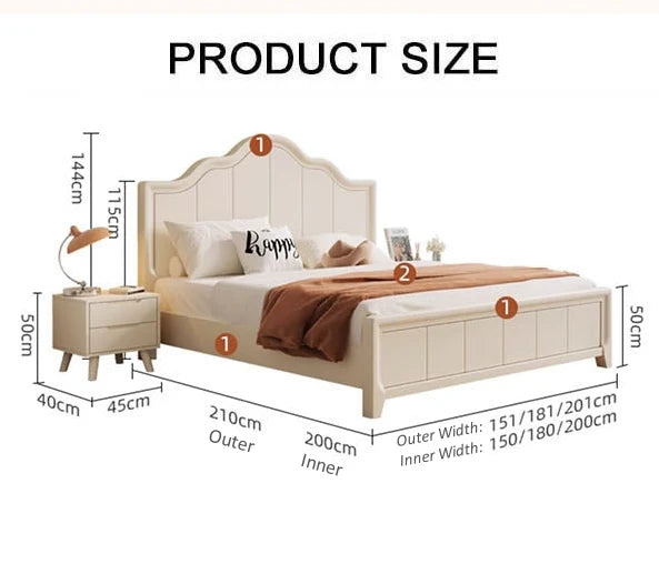 Agnes King & Super King Size Bed with Drawer Storage – Cream, Contemporary Modern Design, Wooden Frame, Easy Assembly - My Store