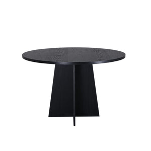 Mmilo Bootcut Round Dining Table 110cm – Black MDF Veneer Top, Modern Family-Friendly Design