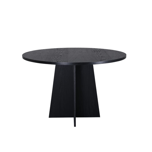 Mmilo Bootcut Round Dining Table 110cm – Black MDF Veneer Top, Modern Family-Friendly Design