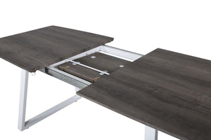 Inca Extendable Dining Table 160–200cm – Grey | Modern Rectangular MDF Top with White Metal Frame | Stylish & Space-Saving Design by Mmilo