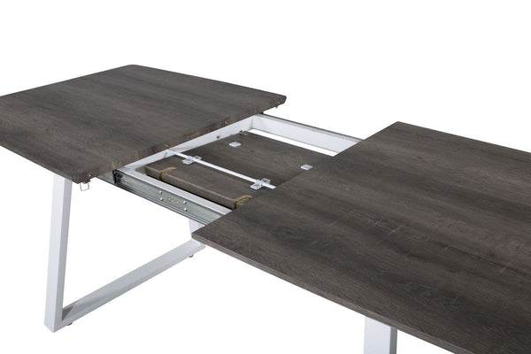 Inca Extendable Dining Table 160–200cm – Grey | Modern Rectangular MDF Top with White Metal Frame | Stylish & Space-Saving Design by Mmilo