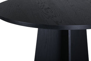 Mmilo Bootcut Round Dining Table 110cm – Black MDF Veneer Top, Modern Family-Friendly Design