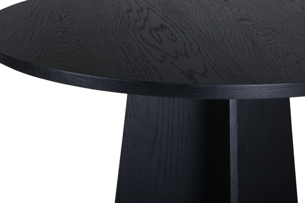 Mmilo Bootcut Round Dining Table 110cm – Black MDF Veneer Top, Modern Family-Friendly Design