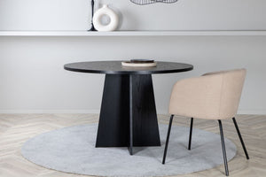 Mmilo Bootcut Round Dining Table 110cm – Black MDF Veneer Top, Modern Family-Friendly Design