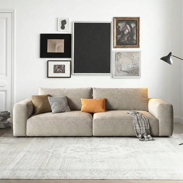 Lionel Two Seater Sofa – Linen Upholstery, Light Grey (180cm) – Contemporary Modern Design, No Assembly Required - My Store