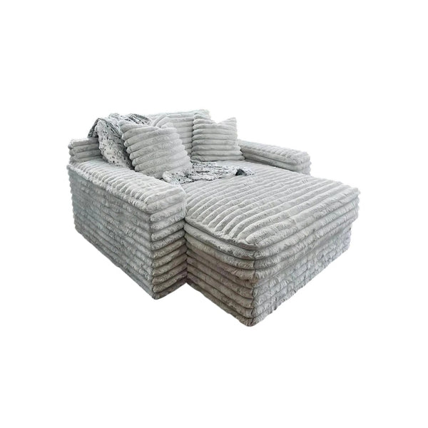 Echeverría Corduroy Bean Bag Sofa – Convertible Day Bed Chaise & Armchair, Modern Plush Lounge Seating for Living Room & Bedroom, Light Grey