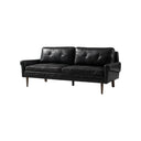 Hemenway 2 Seater Sofa – Full Grain Leather Upholstered Modern Loveseat with Wooden Frame, Contemporary Living Room Sofa, Brown or Black