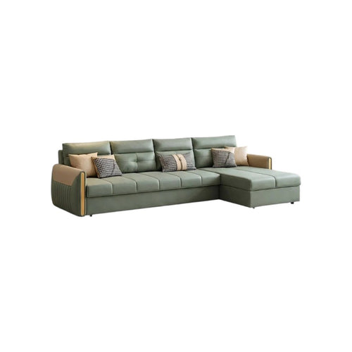 Malhotra L Shape Sofa Bed, Corner Sofa Bed with Pull-Out Sleeping Function, Leathaire Upholstered Modular Lounge Bed Sofa for Living Room – Available in Multiple Sizes & Colours