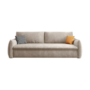 Fernandez Suede Sofa Bed with Storage – 2 Seater / 3 Seater Convertible Sofa Sleeper with High Density Foam and Steel Frame – Milk Tea