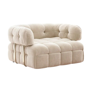 Rojas Single Sofa Bed Armchair – Pull-Out Chair Bed with High Density Sponge Mattress, Suede Upholstery & Carbon Steel Frame, Cream