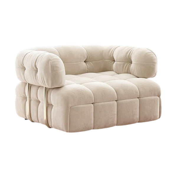 Rojas Single Sofa Bed Armchair – Pull-Out Chair Bed with High Density Sponge Mattress, Suede Upholstery & Carbon Steel Frame, Cream