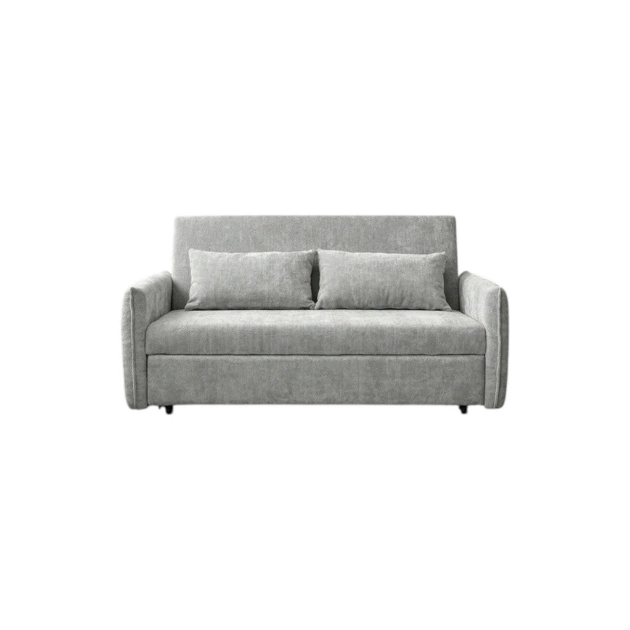 Camden Two Seater Sofa Bed with Storage, Pull Out Double Sofa Bed, Chenille Upholstered Convertible Sofa for Living Room & Guest Room, Light Grey