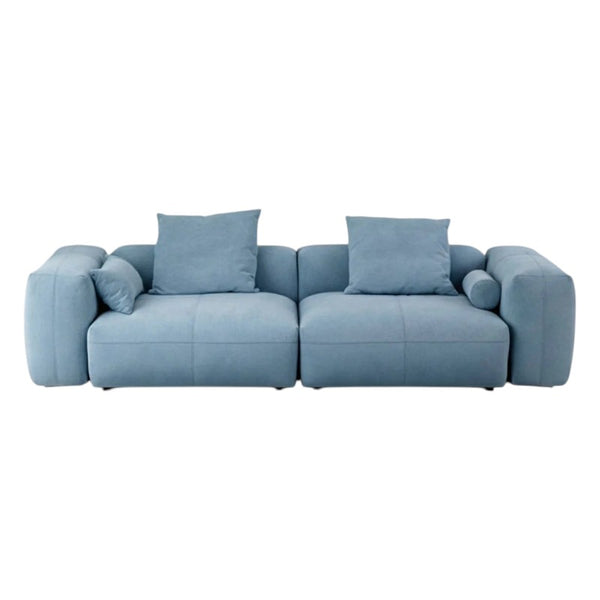 Gagnon Modular Sofa – Contemporary Leathaire Two Seater Sofa in Light Blue / Greyish Blue / White – Modern Comfortable Modular Couch for Living Room - My Store