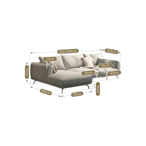 NR23 3,4-Seater Corner Sofa – Leathaire L-Shape Sectional Couch, Modern Contemporary Sofa Set with Soft Upholstery – Greige (Made-to-Order Colours Available)