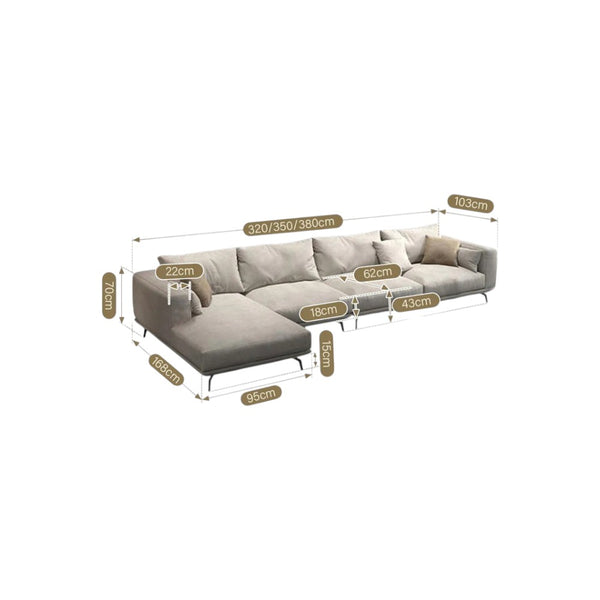 NR23 3,4-Seater Corner Sofa – Leathaire L-Shape Sectional Couch, Modern Contemporary Sofa Set with Soft Upholstery – Greige (Made-to-Order Colours Available)