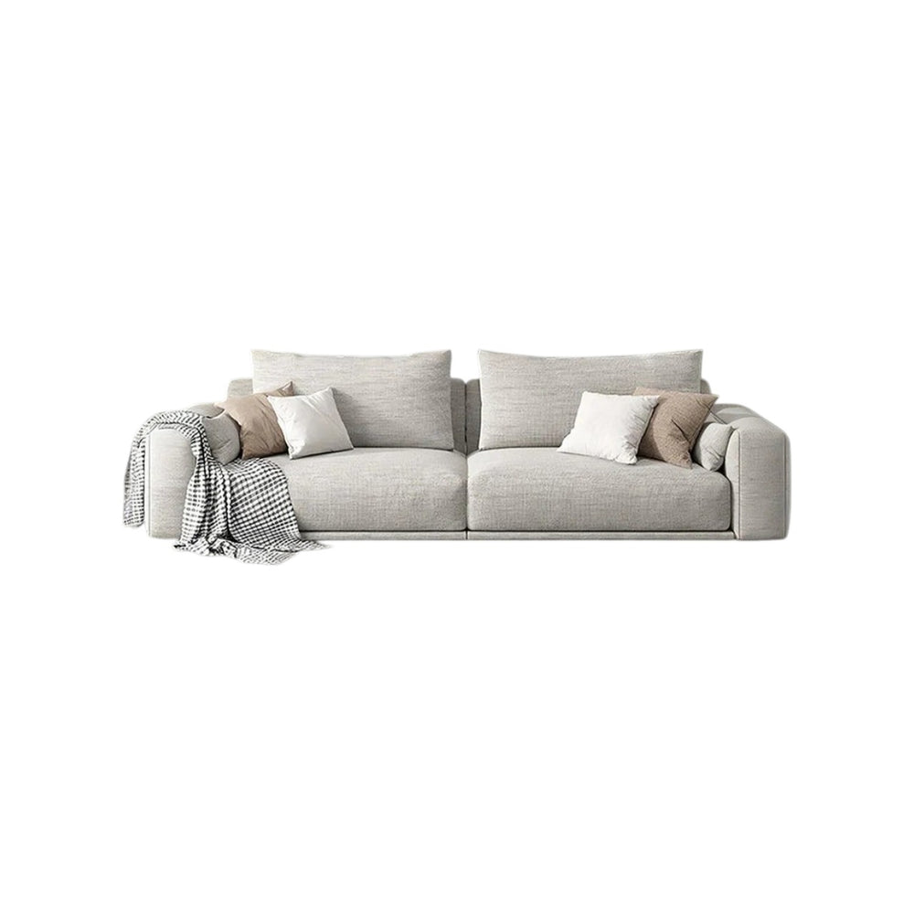 Frances Cotton Linen Two Seater Sofa – Contemporary Upholstered Loveseat with High Density Sponge Cushioning, Modern Living Room Couch in Grey - My Store