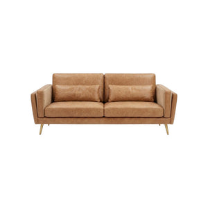 Luna 3-Seater Real Leather Sofa – Modern Contemporary Corner Style Couch with High Density Foam & Steel Frame – Comfortable Living Room Seating (Green, Brown, Grey)