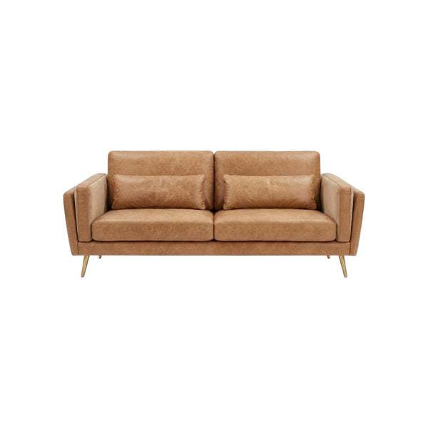 Luna 3-Seater Real Leather Sofa – Modern Contemporary Corner Style Couch with High Density Foam & Steel Frame – Comfortable Living Room Seating (Green, Brown, Grey)