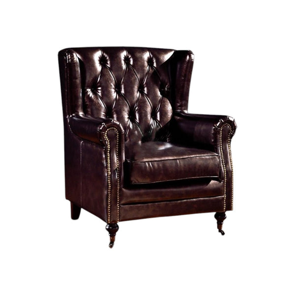 Mid-Century L9 Armchair – Loft Style Accent Lounge Chair with Solid Wood Frame, Premium Leather Upholstery, Modern Living Room Seating (Green, Brown, Blue, Red, Yellow)