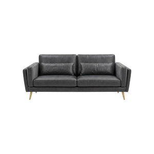 Luna 3-Seater Real Leather Sofa – Modern Contemporary Corner Style Couch with High Density Foam & Steel Frame – Comfortable Living Room Seating (Green, Brown, Grey)