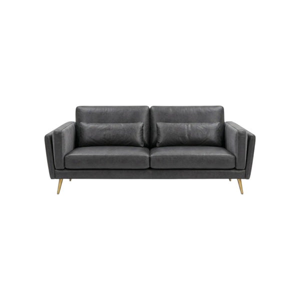 Luna 3-Seater Real Leather Sofa – Modern Contemporary Corner Style Couch with High Density Foam & Steel Frame – Comfortable Living Room Seating (Green, Brown, Grey)