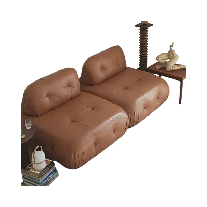 Timmons 4 Seater PU Leather Sofa – Large Modern Sectional Couch with Durable Upholstery, Spacious Contemporary Living Room Seating in Brown or Black - My Store
