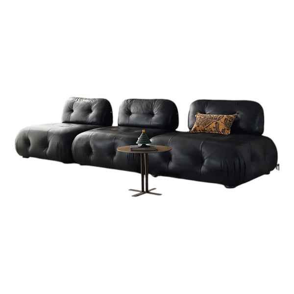 Timmons 4 Seater PU Leather Sofa – Large Modern Sectional Couch with Durable Upholstery, Spacious Contemporary Living Room Seating in Brown or Black - My Store