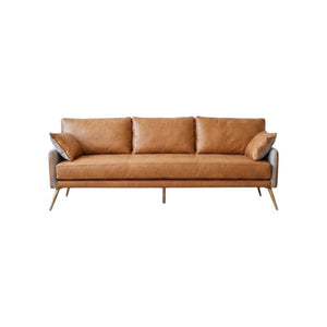 Luna 3-Seater Real Leather Sofa – Modern Contemporary Corner Style Couch with High Density Foam & Steel Frame – Comfortable Living Room Seating (Green, Brown, Grey)