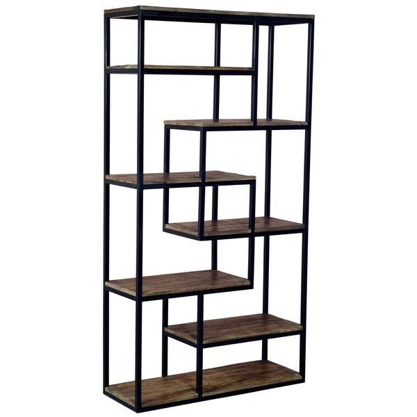 Multi Shelf Industrial Shelf Unit Handcrafted Metal & Wood Display Rack with 6 Shelves for Stylish Home or Office Storage
