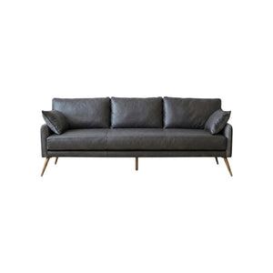 Luna 3-Seater Real Leather Sofa – Modern Contemporary Corner Style Couch with High Density Foam & Steel Frame – Comfortable Living Room Seating (Green, Brown, Grey)