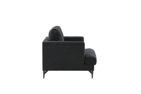 Sofia Black Armchair | Nordic Design with Soft Cushions & Metal Legs