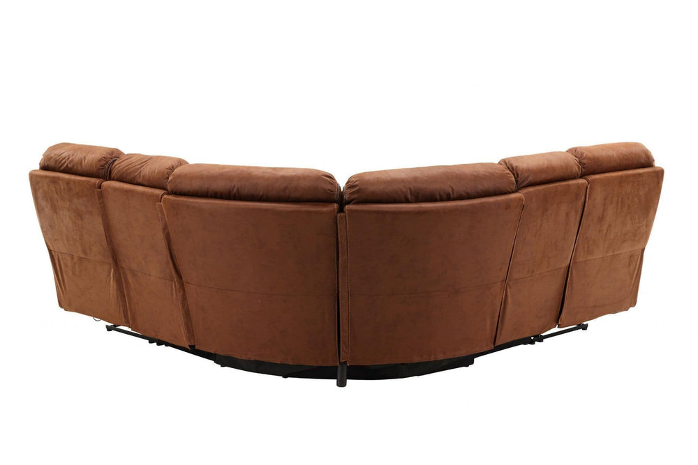 Saranda Recliner Corner Sofa, Brown – Luxurious Microfiber L-Shaped Sofa with Electric Recliner Function, High Comfort & Spacious Design for Modern Living Rooms