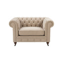 ChicComfort Velvet Two Seater Sofa – Modern Upholstered Chesterfield Style Couch with Wooden Frame, Contemporary Living Room Seating, Off White / Grey
