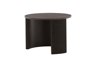 Bristol Sofa Table – Mocca Veneer, Round Coffee Table with Ribbed Wood Frame, 45 cm Height, Mmilo Venture Home Collection
