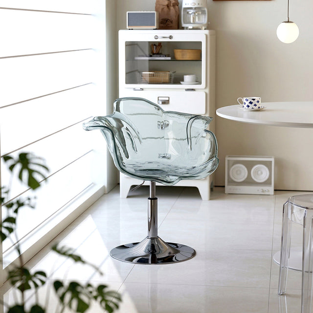 Flora Acrylic Dressing Table Chair – Swivel Tulip Vanity Chair in Blue, Green, Yellow, Red or Black