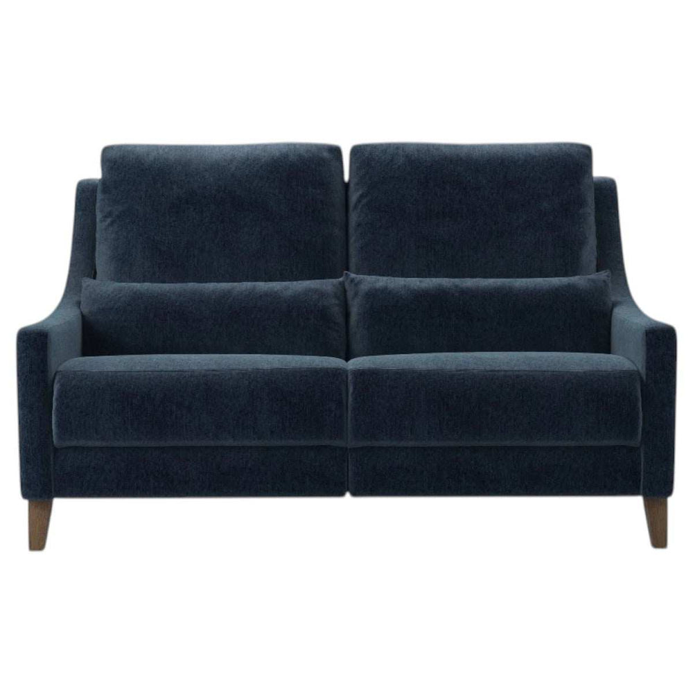 High Back Iggy 2 Seat Recliner Sofa in pumice basket weave fabric with wooden legs and power reclining features