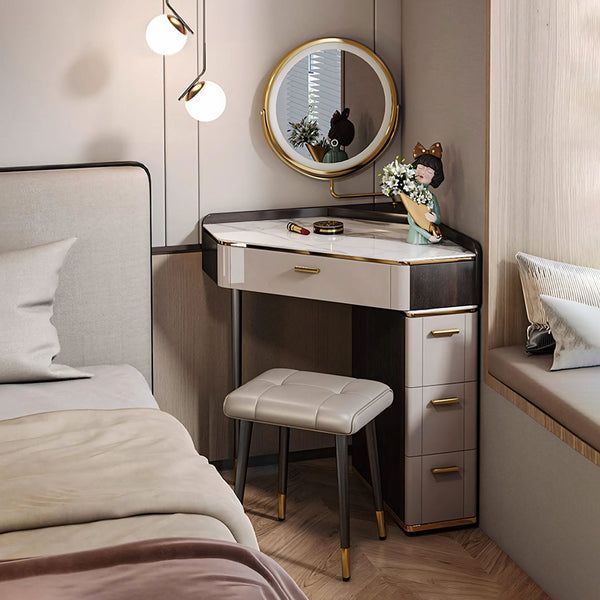 Amigo Small Corner Dressing Table with LED Mirror