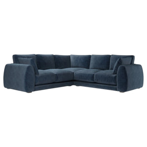 Carmel corner sofa in pumice basket weave upholstery with plush cushions and low-profile design