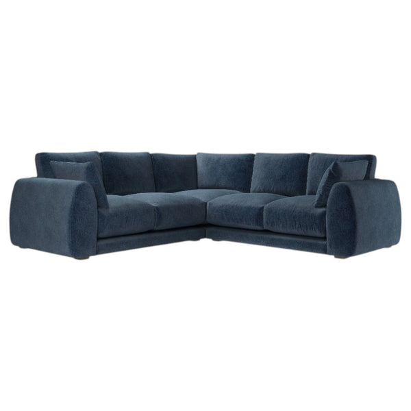 Carmel corner sofa in pumice basket weave upholstery with plush cushions and low-profile design