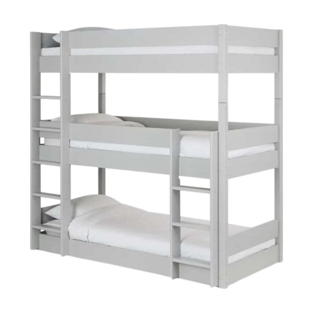 Julian Bowen Trio Grey Wooden Triple Sleeper Bunk Bed – Solid Pine & MDF Space-Saving Bunk Bed