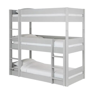 Julian Bowen Trio Grey Wooden Triple Sleeper Bunk Bed – Solid Pine & MDF Space-Saving Bunk Bed