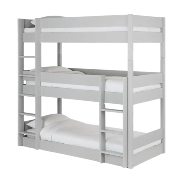 Julian Bowen Trio Grey Wooden Triple Sleeper Bunk Bed – Solid Pine & MDF Space-Saving Bunk Bed