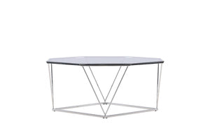 Mmilo Österlen Coffee Table 100 cm – Round Glass Table with Silver Steel Frame, Modern Luxury Design